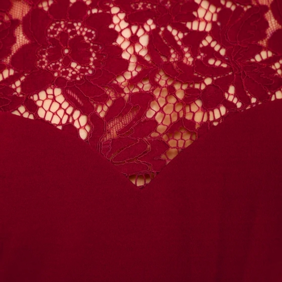 Valentines Day Dress - Lulus Maxi Dress whenever you call me wine red lace dress - Picture 3 of 6